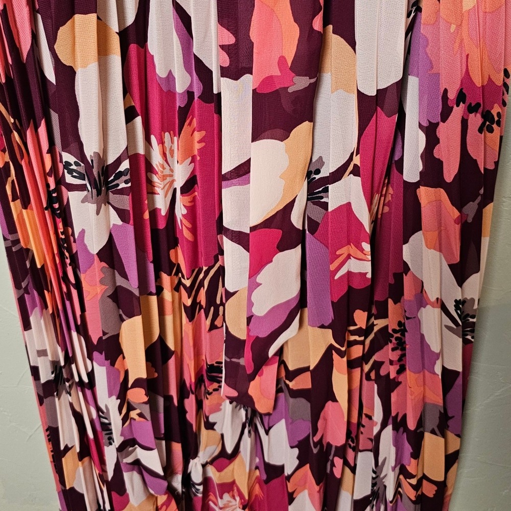 Liz Claiborne Wild Cherry Floral Pleated Wrap Midi‎ Dress XXLNWT New Plus Size - Picture 9 of 9